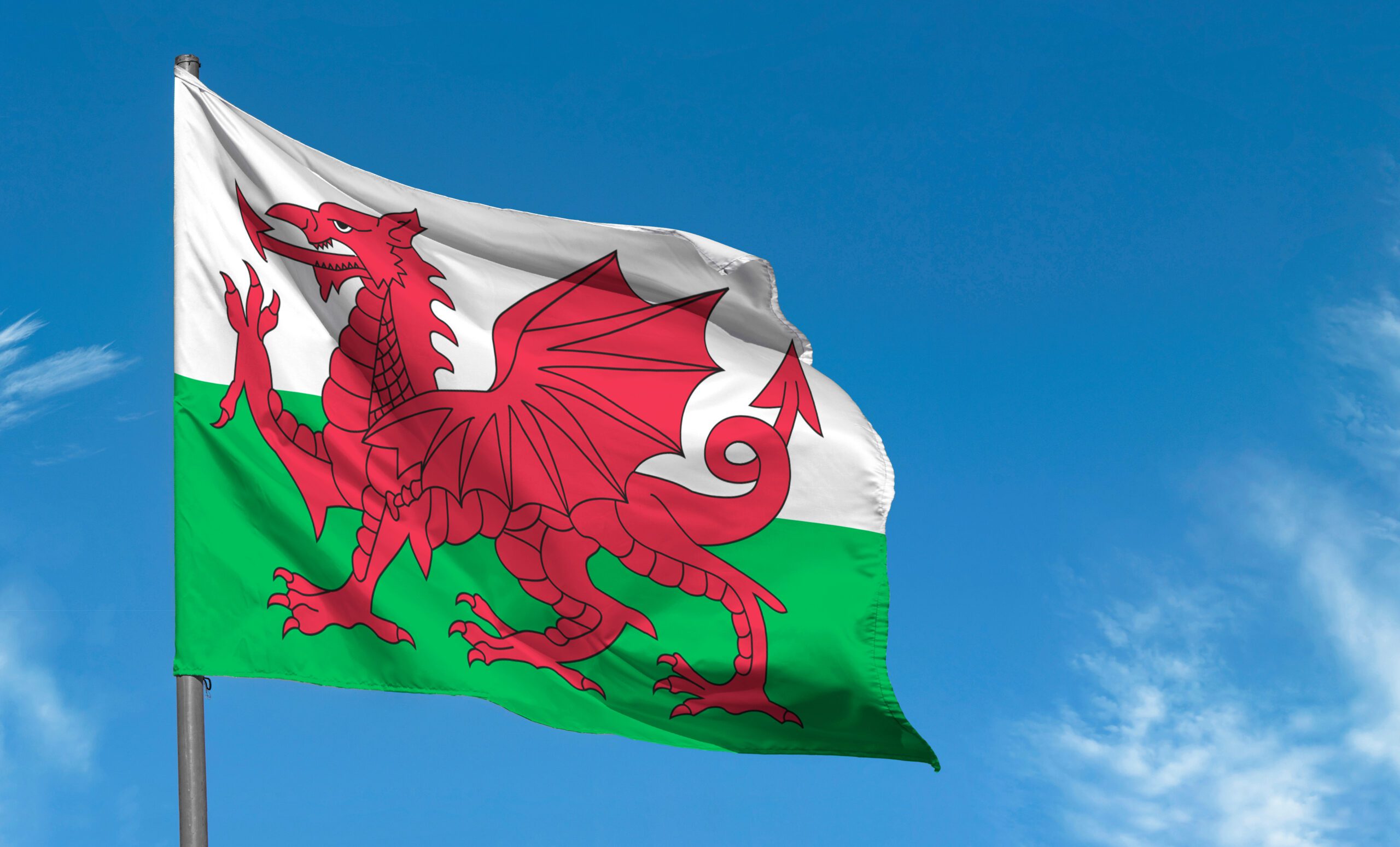 Welsh Qualifications from AIM Qualifications. Welsh Flag waving in the wind