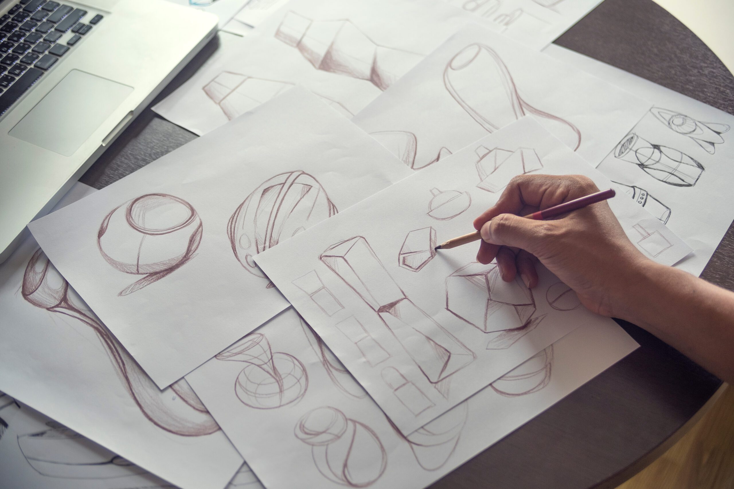 Production designer sketching Drawing Development Design product