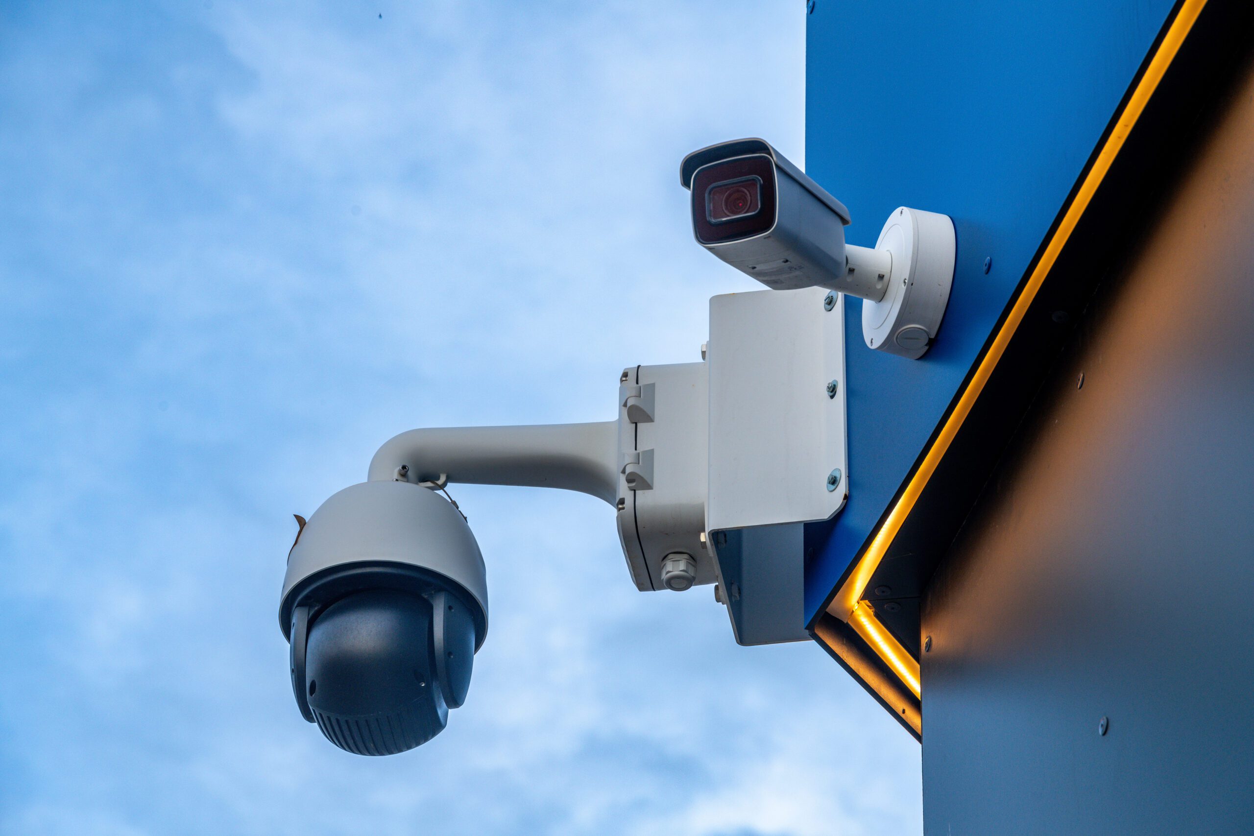 Two Surveillance Cameras on Modern Building